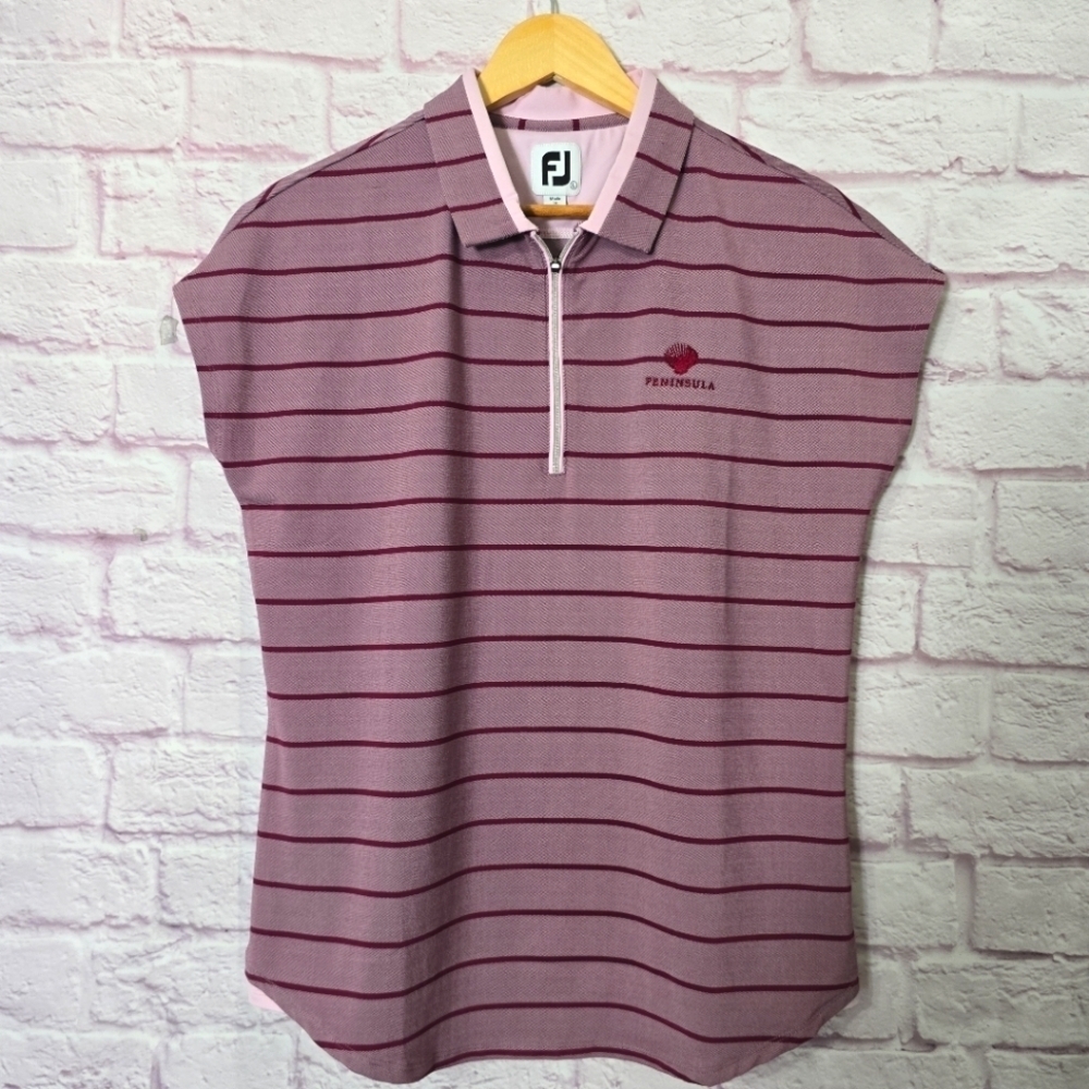 Footjoy Cap Sleeve Birdeye Stripe Jacquard Women's Shirts Size Large - Picture 2 of 9